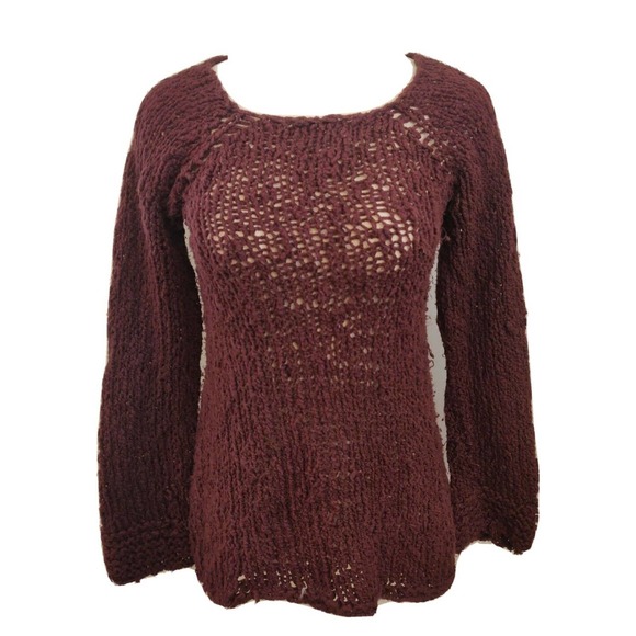 Free People Sweaters - Free People Women's Boho Sweater Purple Size M Long Sleeve Chunky Knit